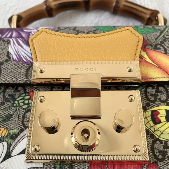 💎 Rare GUCCI GG Flora Padlock Bamboo Multicolor Limited Edition 100% Authentic! - Picture 13 of 17
